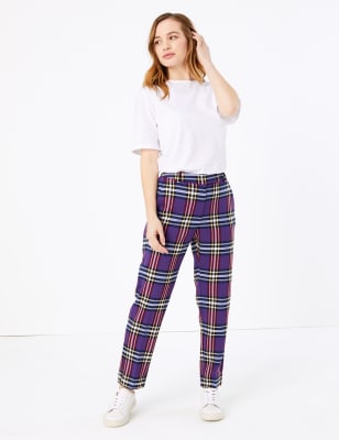 Petite checkered trousers sale