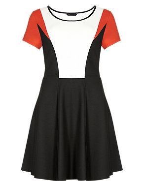 PETITE Contrast Fit & Flare Dress Image 2 of 4