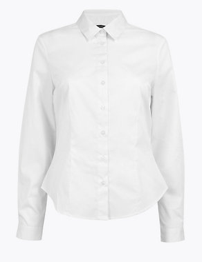 PETITE Cotton Fitted Long Sleeve Shirt Image 2 of 5