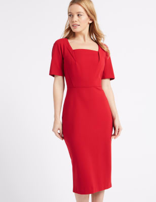Midi shift dress with sleeves hotsell