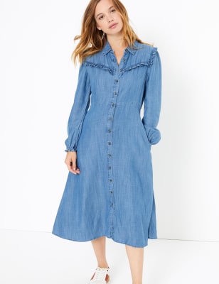 m&s denim midi dress