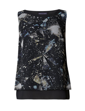 PETITE Double Layer Galaxy Print Top Image 2 of 3