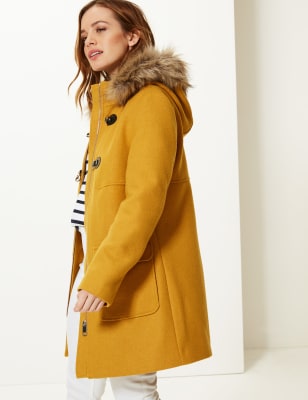 PETITE Faux Fur Duffle Coat | M&S Collection | M&S