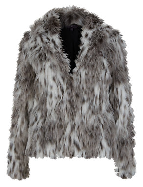 PETITE Faux Fur Long Sleeve Coat Image 2 of 4