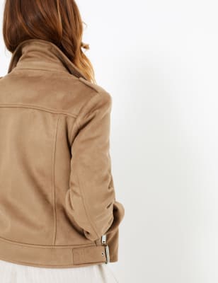 Tan faux 2024 suede biker jacket