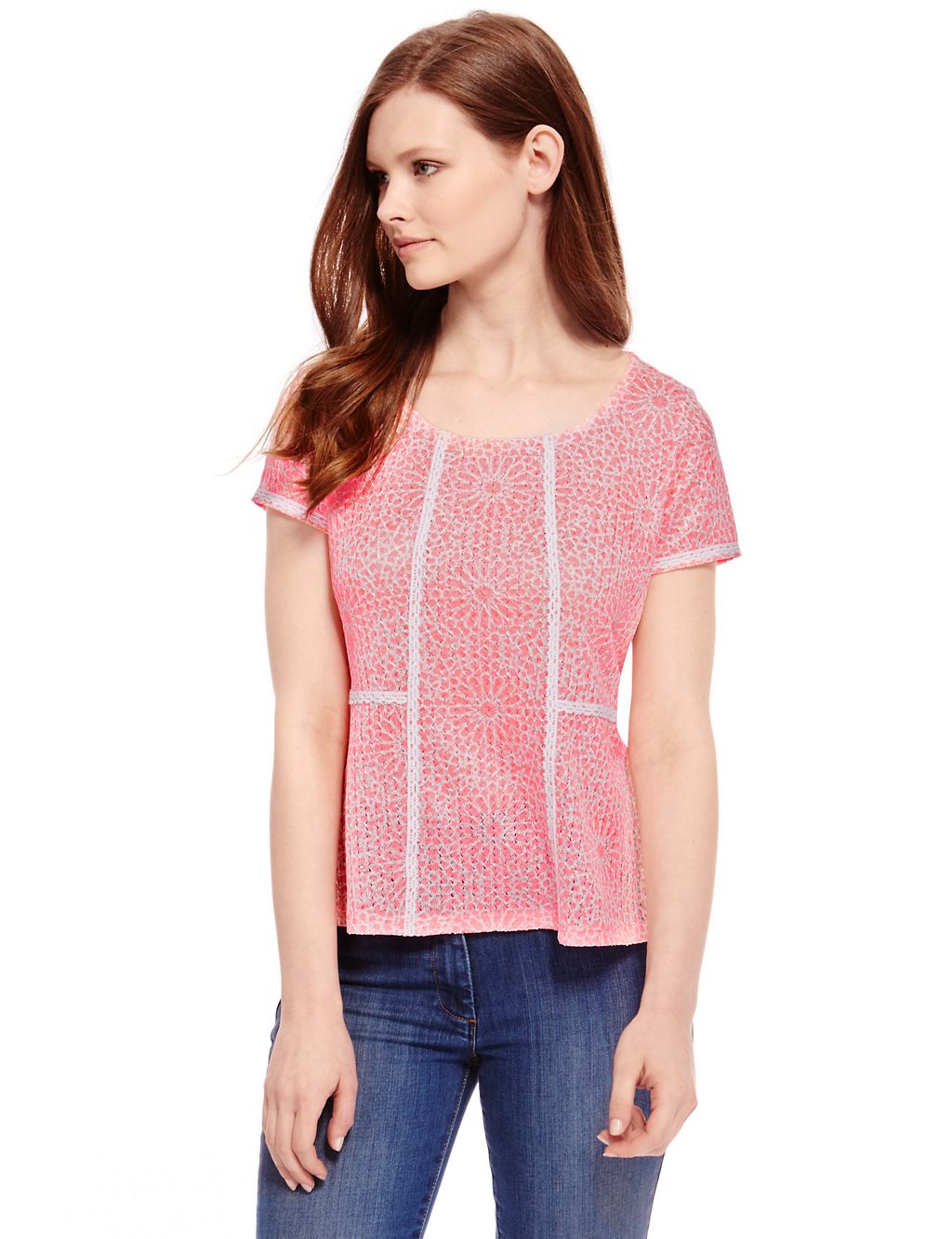PETITE Floral Lace Panelled T-Shirt 2 of 4