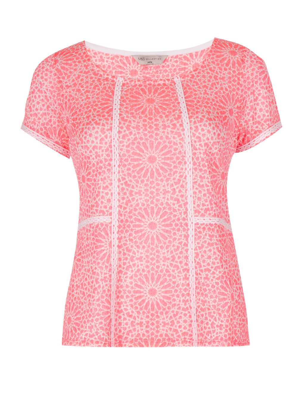 PETITE Floral Lace Panelled T-Shirt 1 of 4