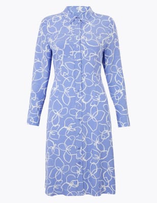 PETITE Floral Midi Shirt Dress M S Collection M S