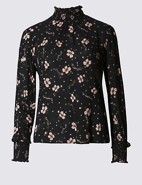 PETITE Floral Print Long Sleeve Blouse Image 2 of 4