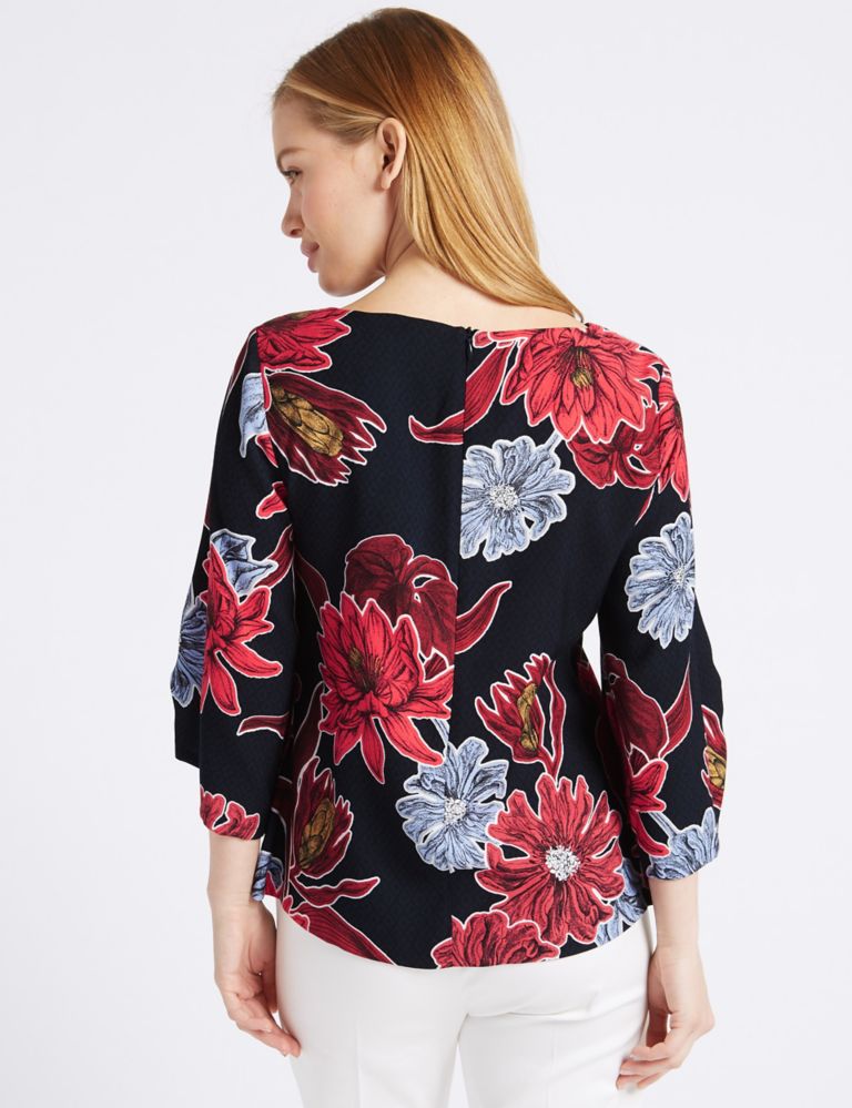 PETITE Floral Print Ruched Sleeve Blouse 4 of 4