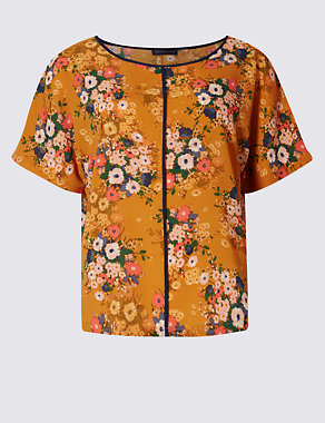 PETITE Floral Print Short Sleeve Shell Top Image 2 of 4