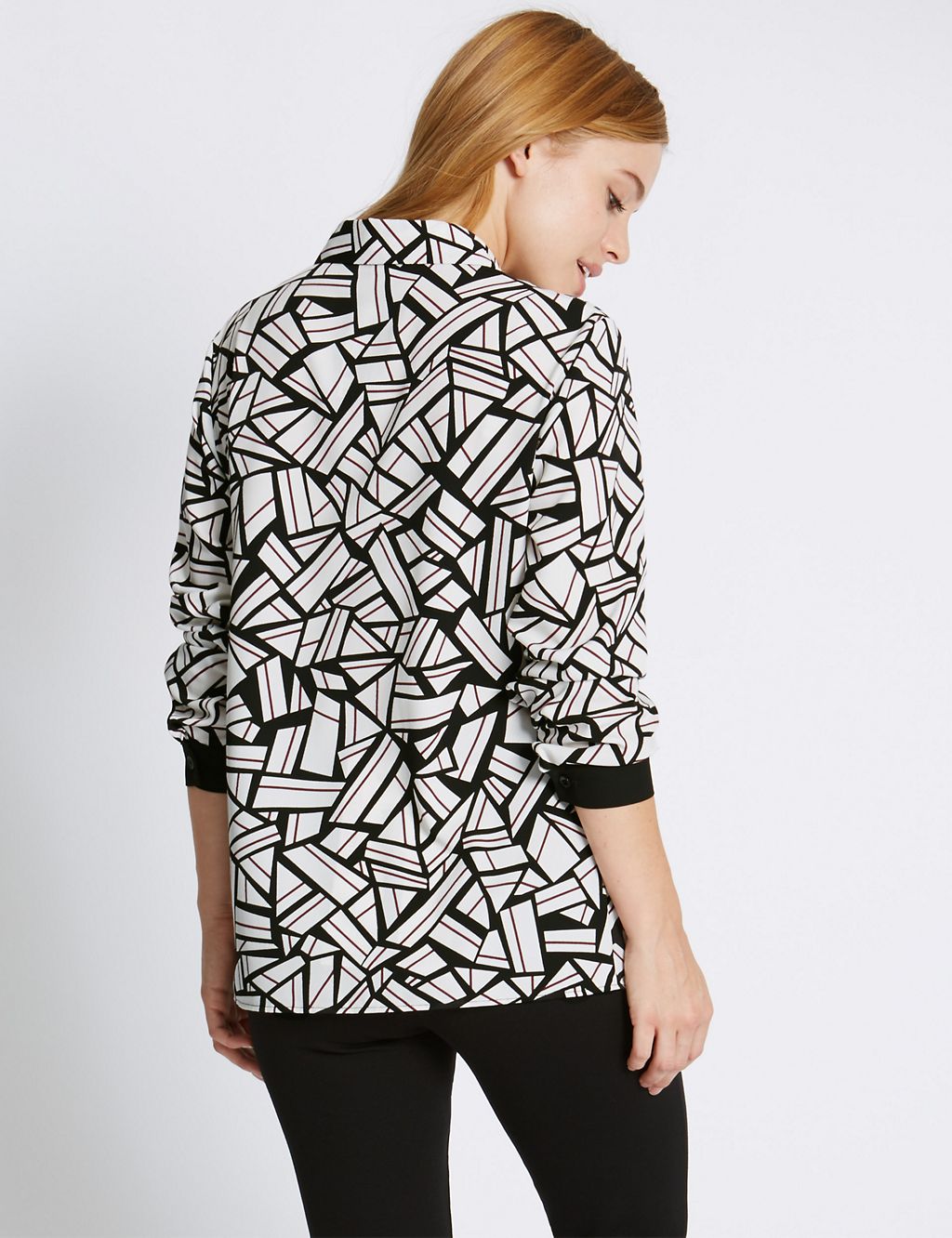 PETITE Geometric Print Long Sleeve Shirt 2 of 4