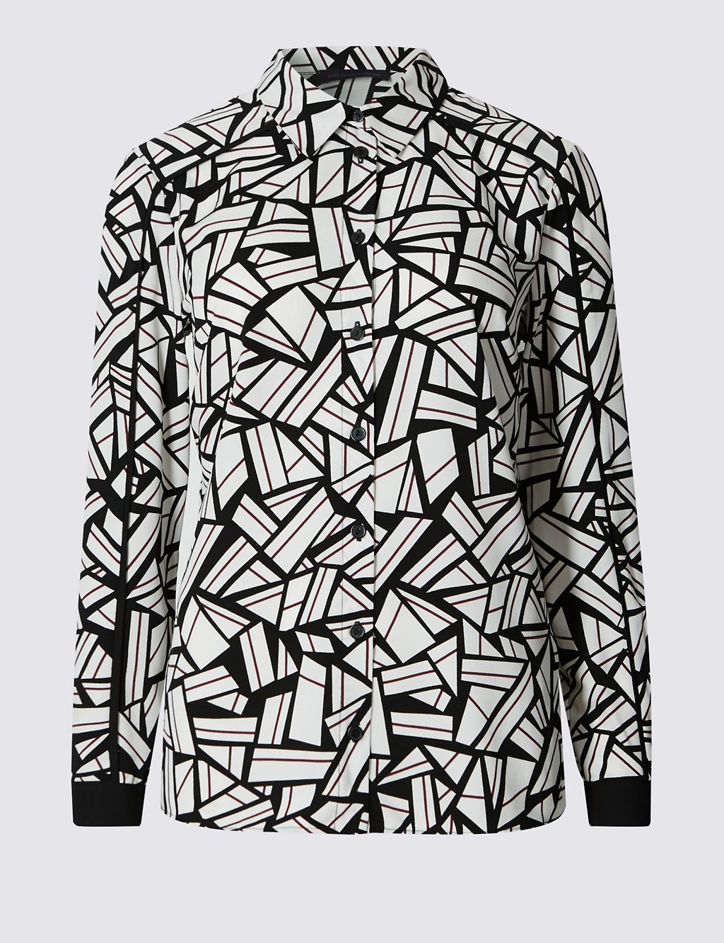 PETITE Geometric Print Long Sleeve Shirt 1 of 4