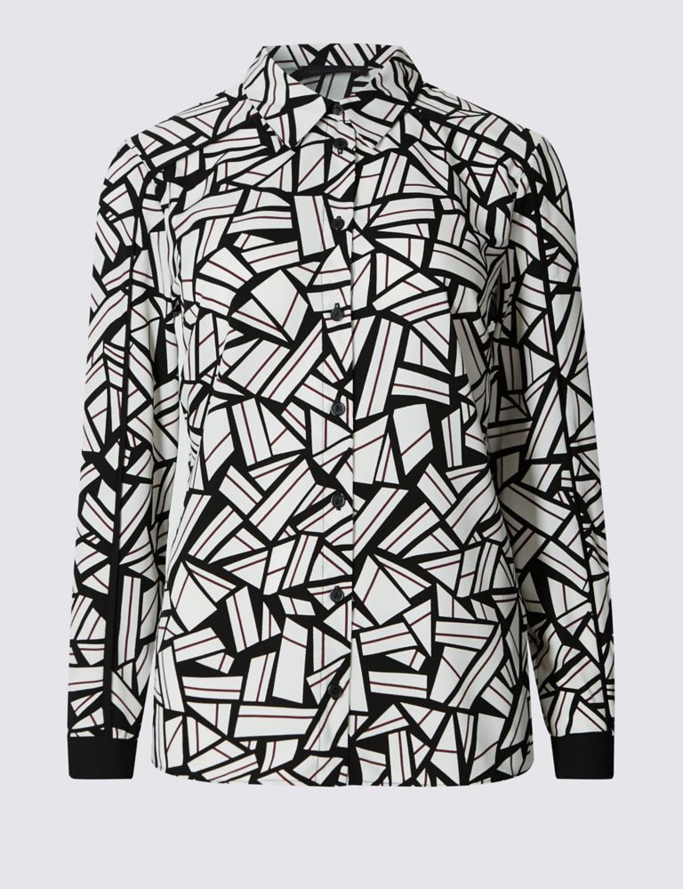 PETITE Geometric Print Long Sleeve Shirt 2 of 4