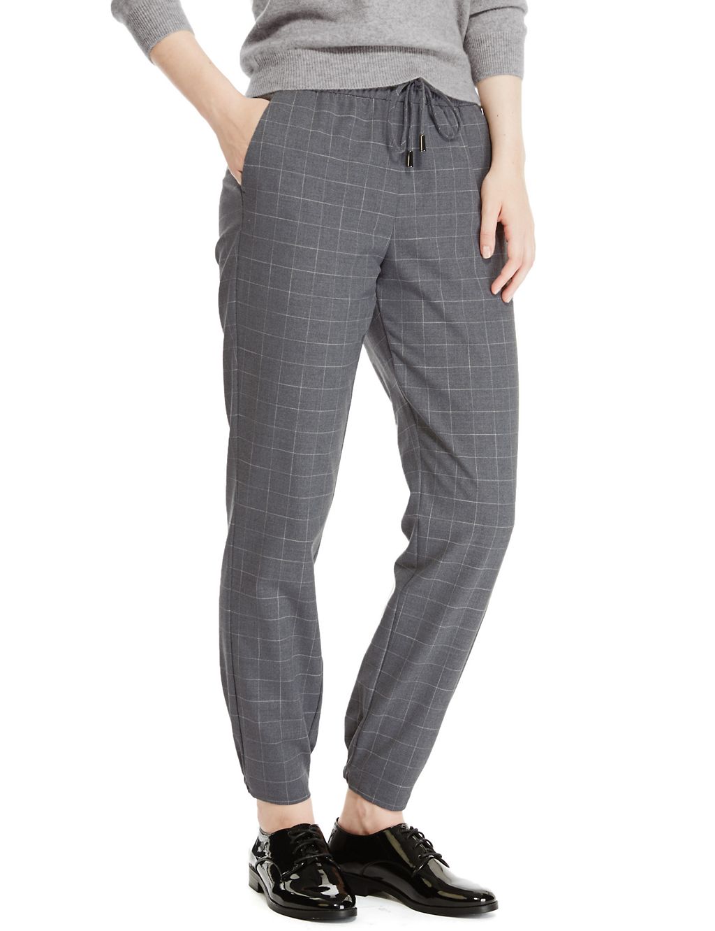 PETITE Grid Checked Joggers 2 of 4