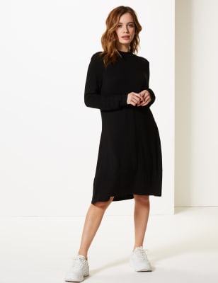 petite black swing dress
