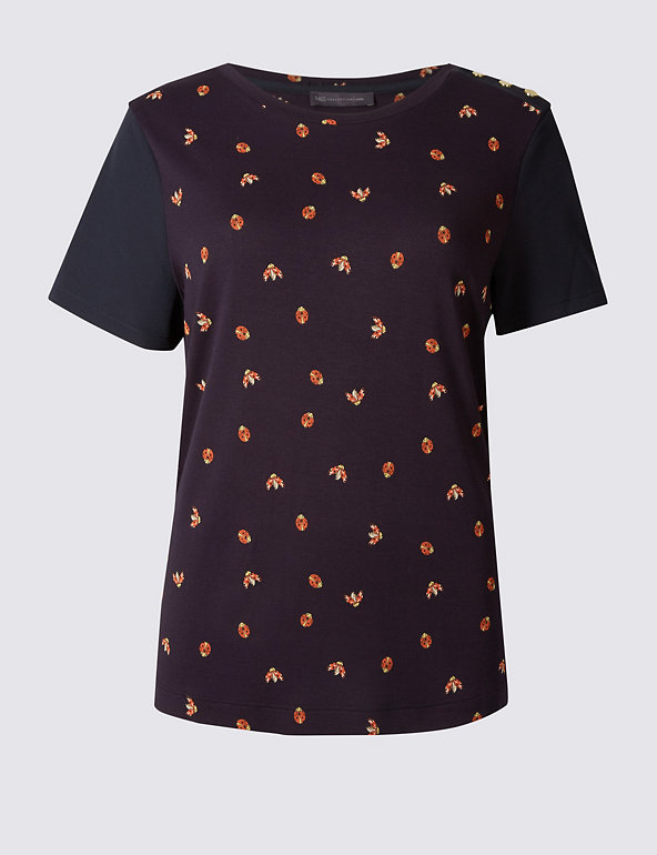 PETITE Lady Bird Print Short Sleeve T-Shirt Image 1 of 2