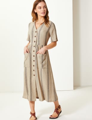 Petite linen cheap dress