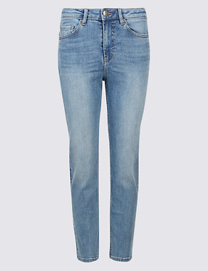 PETITE Mid Rise Ankle Straight Leg Jeans Image 2 of 6