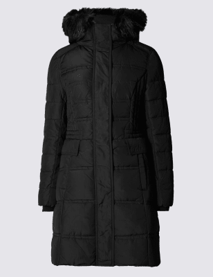 petite padded coat with hood