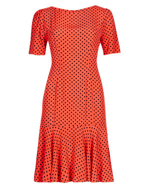 PETITE Polka Dot Flippy Tea Dress Image 2 of 4