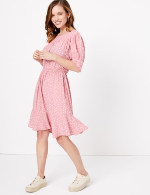 PETITE Polka Dot Mini Waisted Dress M S Collection M S