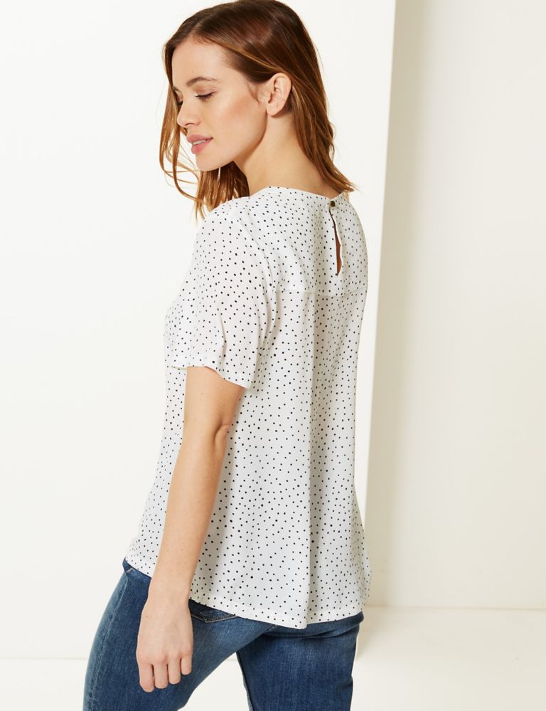 PETITE Polka Dot Round Neck Shell Top 4 of 4