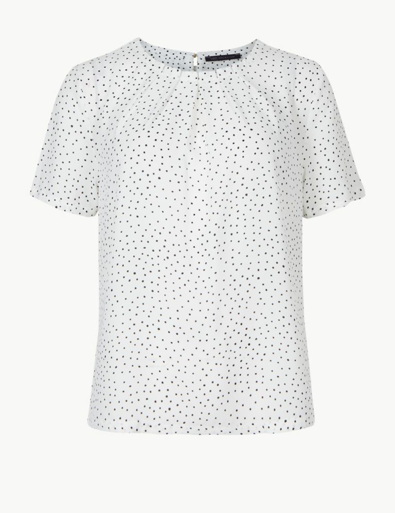 PETITE Polka Dot Round Neck Shell Top 2 of 4
