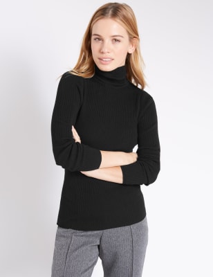 Ladies polo neck jumpers on sale m&s