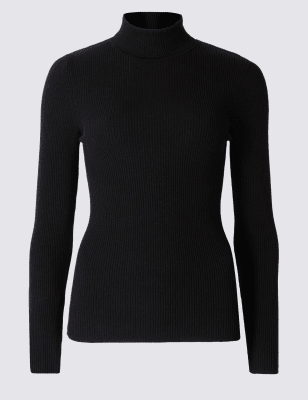 Petite black polo neck cheap jumper