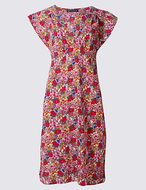 PETITE Printed Tie Back Flare Swing Dress Image 2 of 4