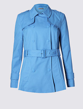 PETITE Pure Cotton Belted Mac Image 2 of 6