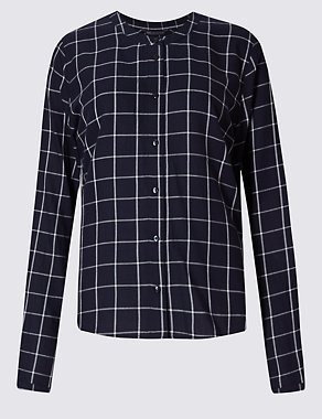 PETITE Pure Cotton Checked Shirt Image 2 of 4