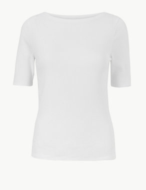 PETITE Pure Cotton Fitted T-Shirt Image 2 of 4