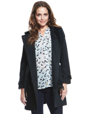 Petite trench coat with cheap hood