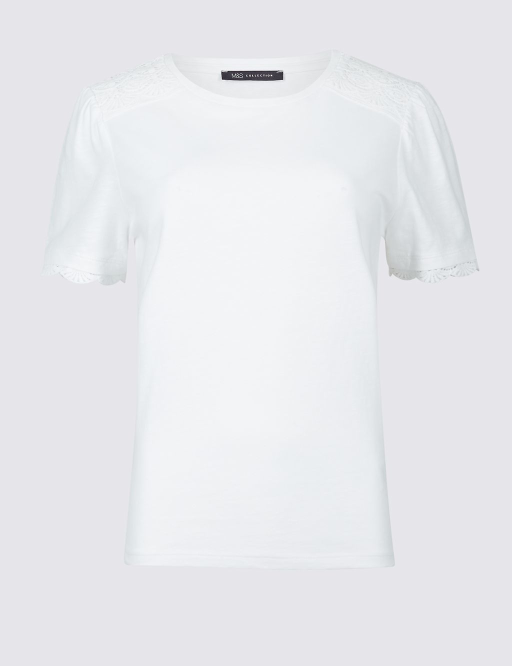 PETITE Pure Cotton Lace Short Sleeve T-Shirt 1 of 5