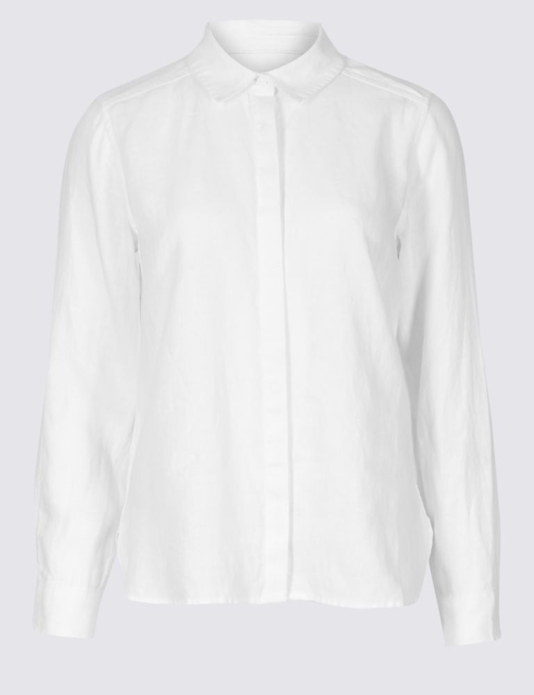PETITE Pure Linen Long Sleeve Shirt 2 of 4