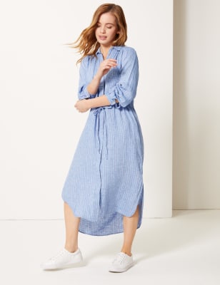 Linen Blend Tunic Dress, M&S Collection