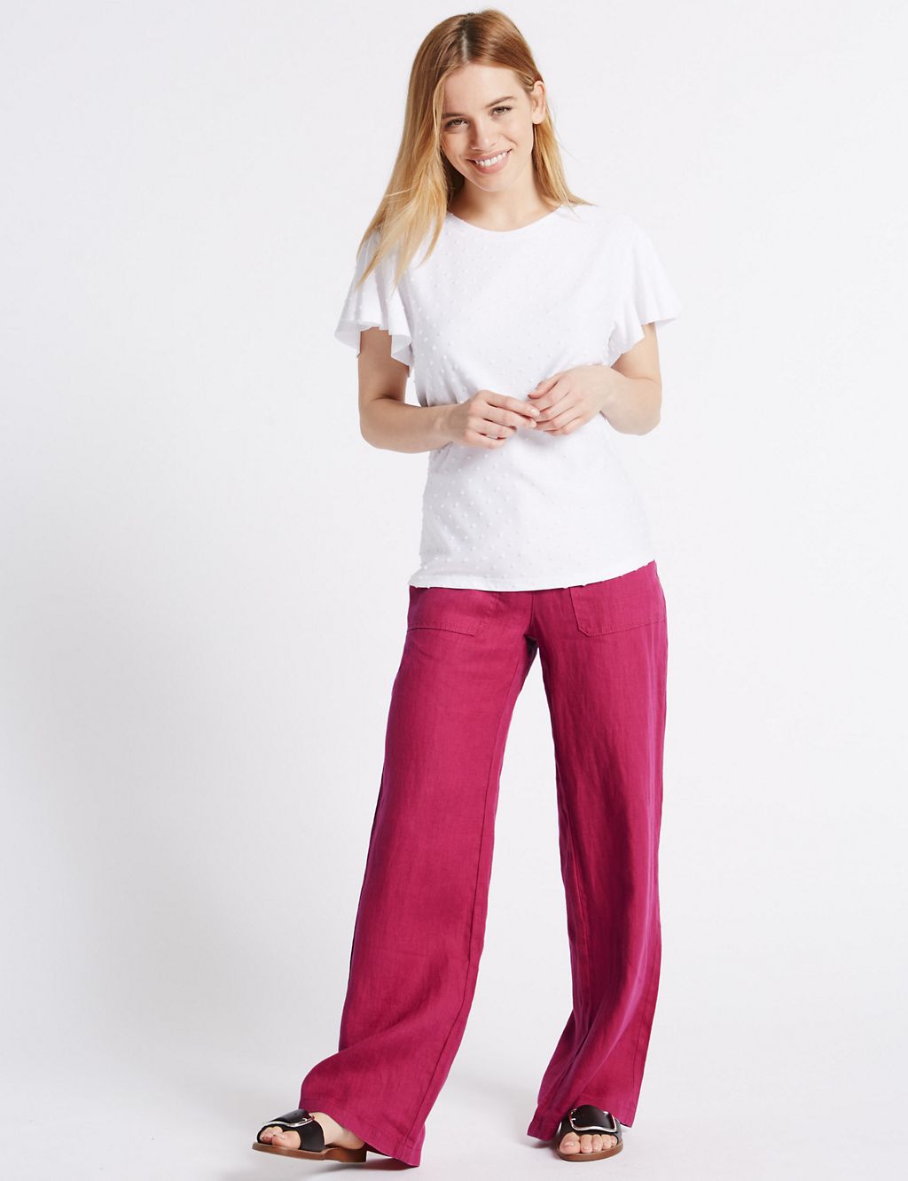 PETITE Pure Linen Wide Leg Trousers 3 of 6
