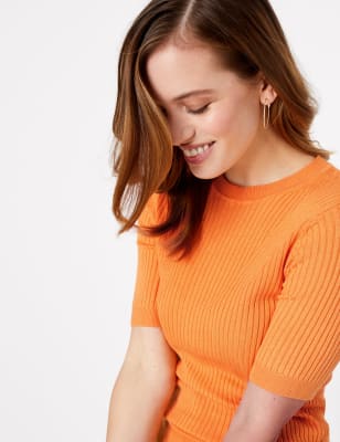 Orange hotsell ribbed jumper