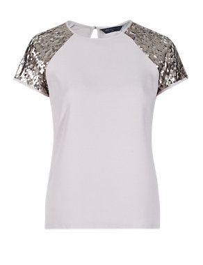 PETITE Sequin Embellished Top Image 2 of 4