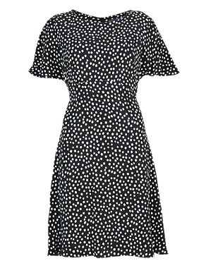 PETITE Spotted Flare Skater Dress Image 2 of 4