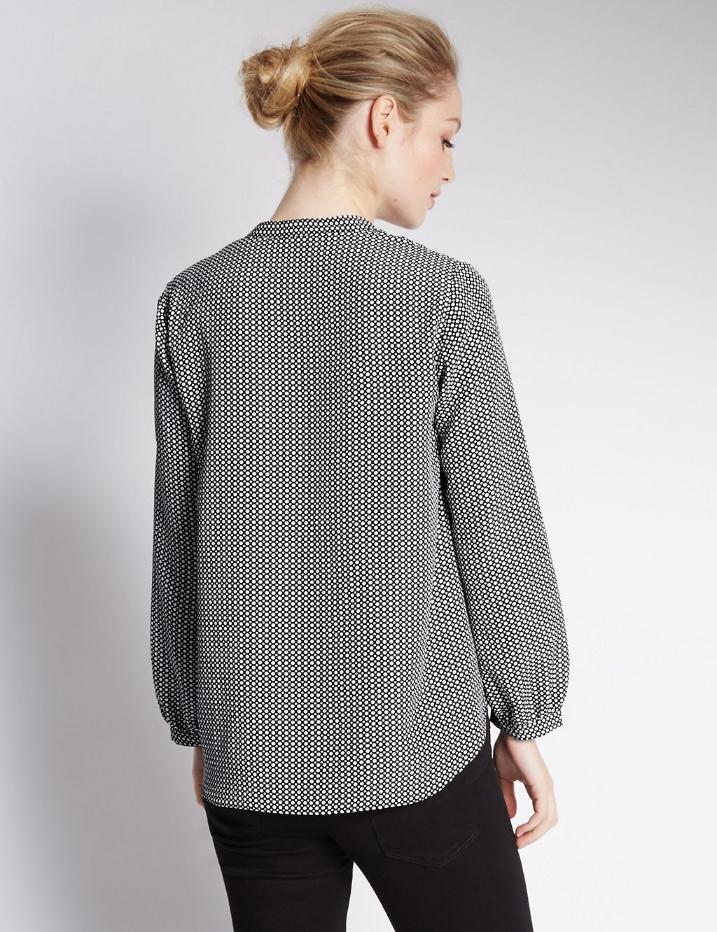 PETITE Spotted Long Sleeve Blouse 2 of 3
