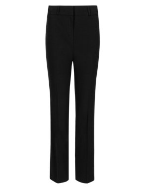 PETITE Straight Leg Flat Front Trousers Image 2 of 4