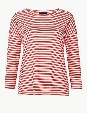 PETITE Striped Round Neck T-Shirt Image 2 of 4