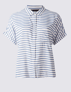 PETITE Striped Short Sleeve Shirt Image 2 of 5