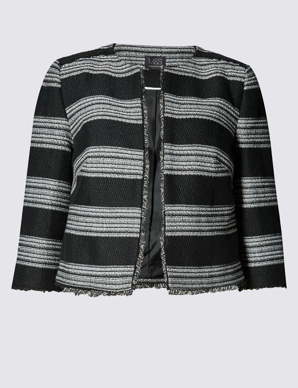 PETITE Textured Striped Open Front Jacket 1 of 3