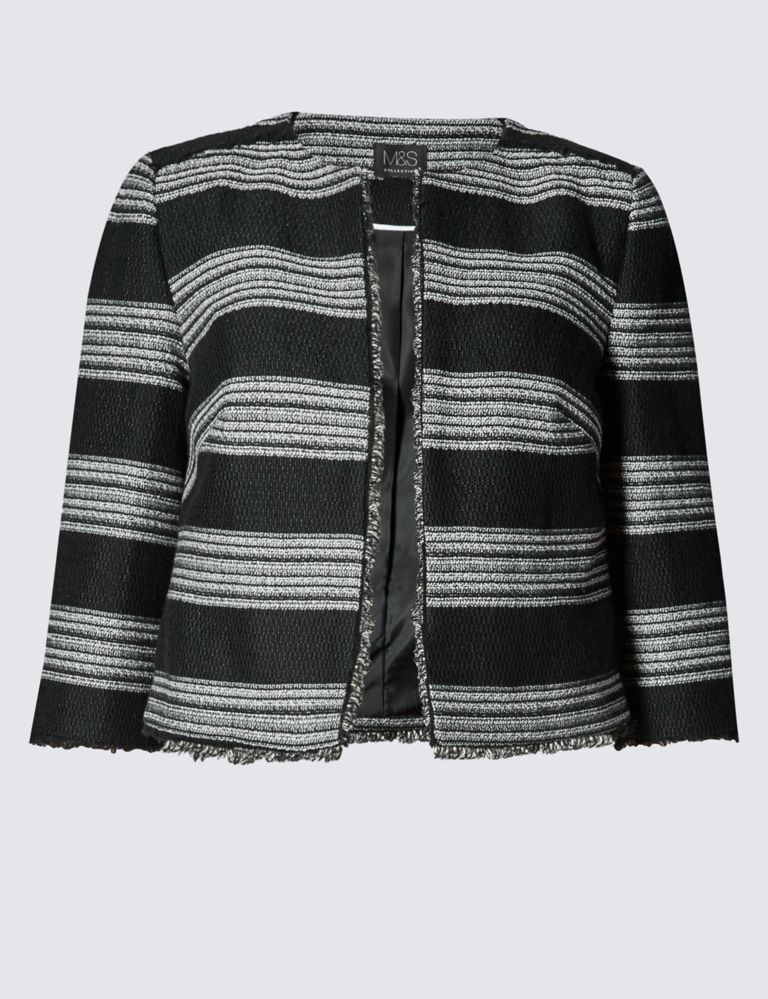 PETITE Textured Striped Open Front Jacket 2 of 3