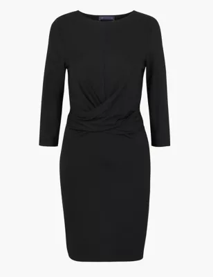 PETITE Twisted 3/4 Sleeve Bodycon Mini Dress | M&S Collection | M&S