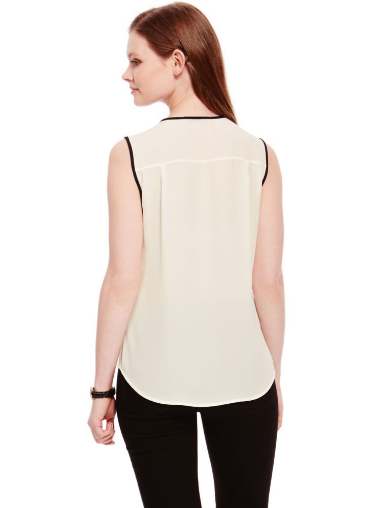 PETITE V-Neck Tipped Blouse 4 of 4
